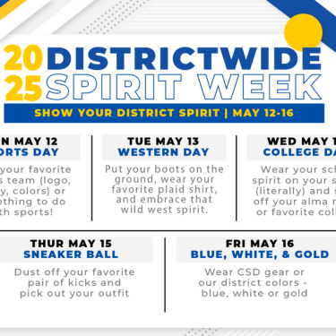   2025 Districtwide Spirit Week Show Your District Spirit May 12-16
